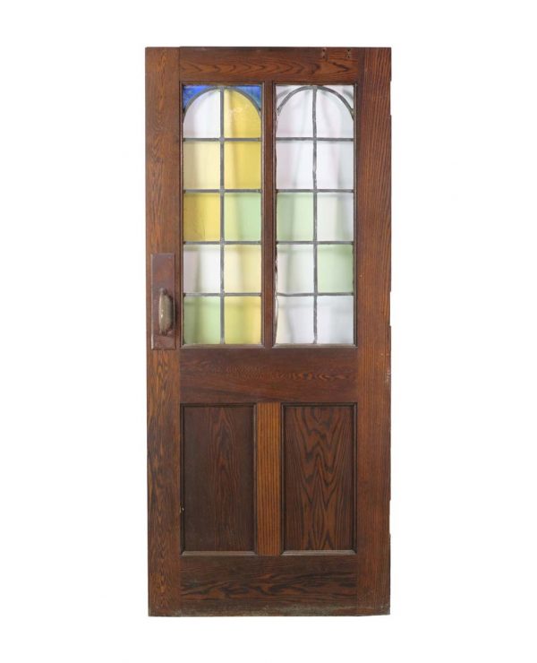 Commercial Doors - Roman Arch Stained Glass Lites Oak Door 83.75 x 36