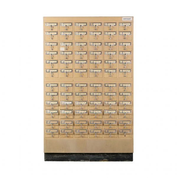 Commercial Furniture - Solid Maple 72 Drawer Card Catalog Cabinet with Nickel Hardware