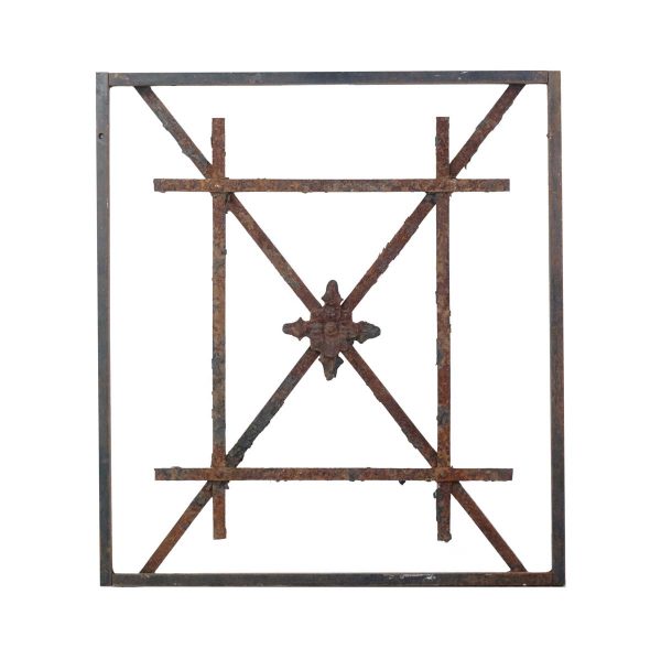 Decorative Metal - Reclaimed Center Floral Wrought Iron X Panel