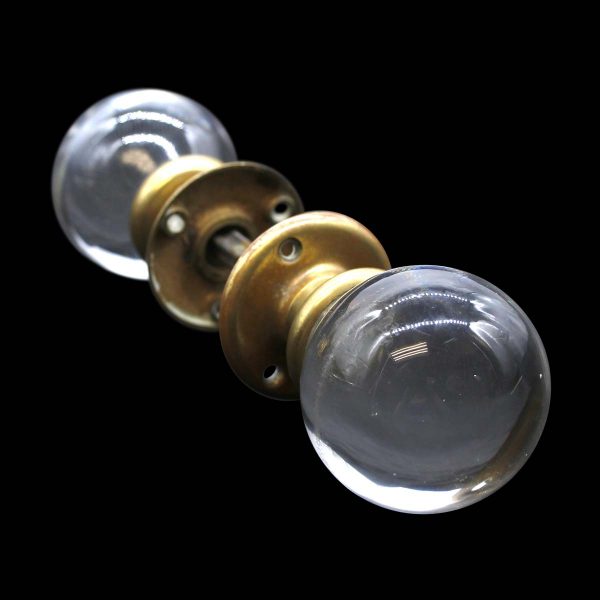 Door Knob Sets - Antique Clear Glass Ball Fluted Center Door Knobs with Rosettes