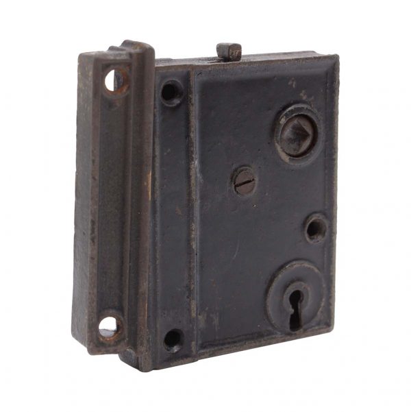 Door Locks - Black Cast Iron Surface Mount Rim Door Lock