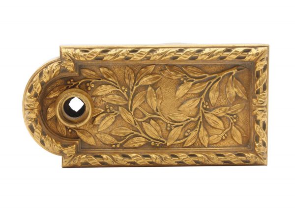 Door Locks - Vintage Cast Brass Ornate Foliate Door Rim Lock