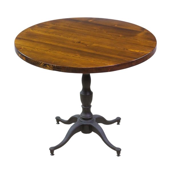 Farm Tables - Handmade 36 in. Round Pine Dining Table with Cast Iron Base