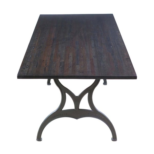 Farm Tables - Handmade 8 ft Industrial Flooring Dining Table with Iron Brooklyn Legs