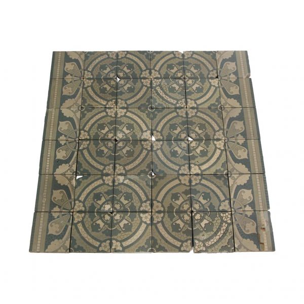 Floor Tiles - 19th Century Encaustic Earth Tone Floor Tile Set