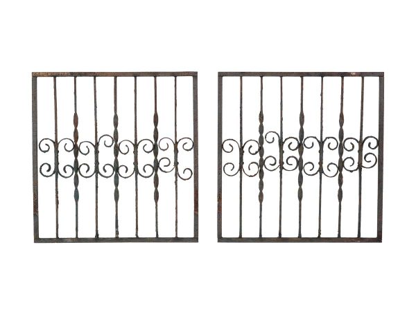 Gates - Pair of 28 in. Wrought Iron Twisted Bars Gate Panels