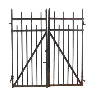 Pair of Antique Black Wrought Iron Double Gates | Olde Good Things