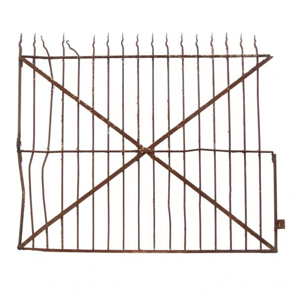 Gates - Restorable Antique Wrought Iron Gate with Flame Finials