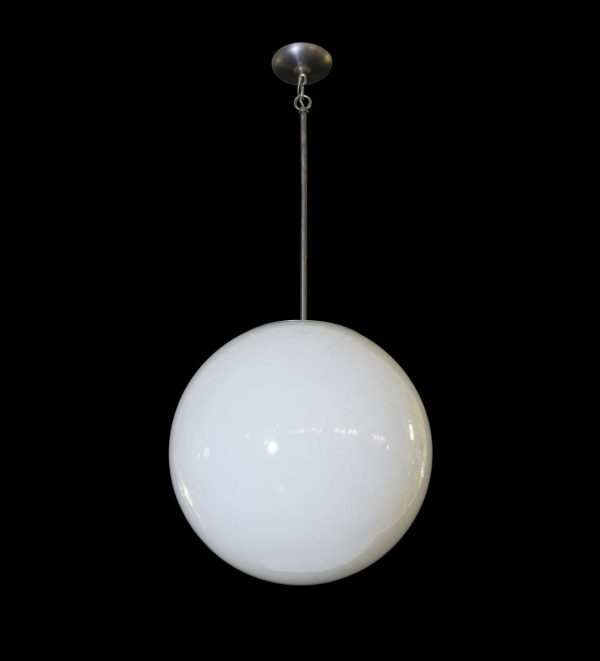 Globes - White Opaline Mid Century 16 in. Globe Pendant Light