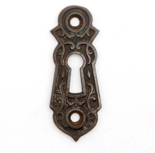 Keyhole Covers - Antique Victorian Black Cast Iron Door Keyhole Cover