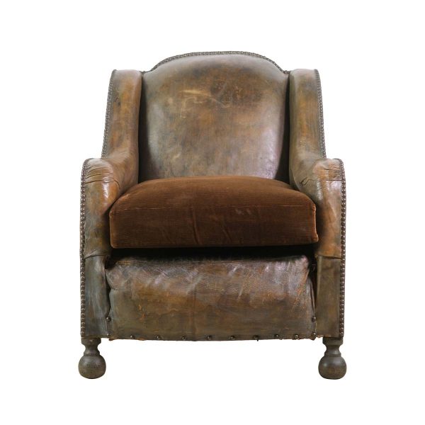 Living Room - European Petite Leather Club Chair with Ball Feet