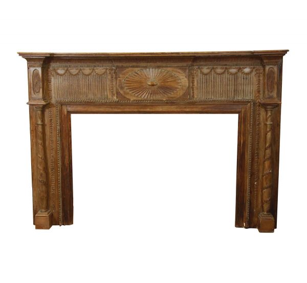 Mantels - Antique Federal Style 6.5 ft Pine Fireplace Mantel