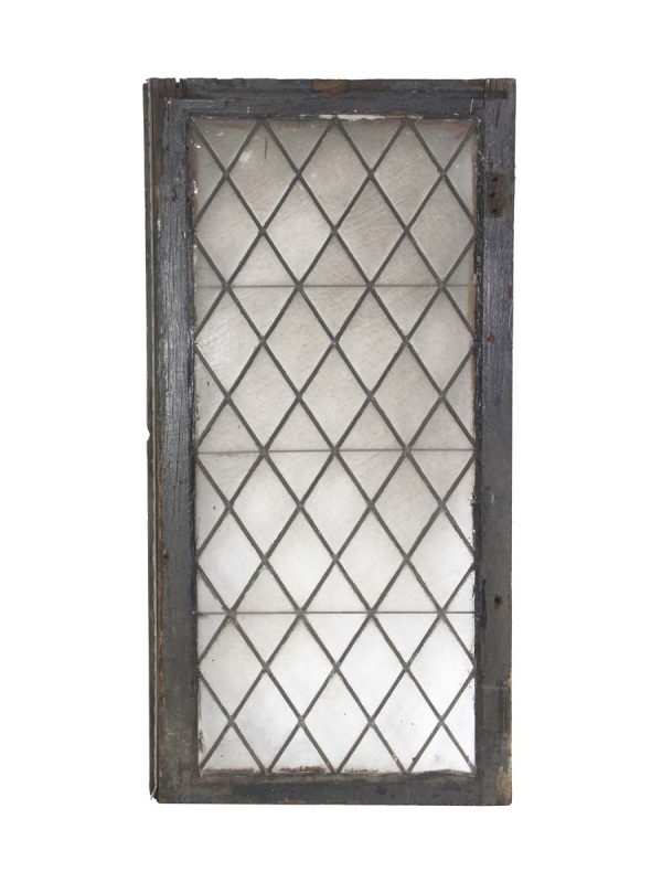 Reclaimed Windows - Reclaimed Diamond Leaded Glass Window 50.25 x 25.5