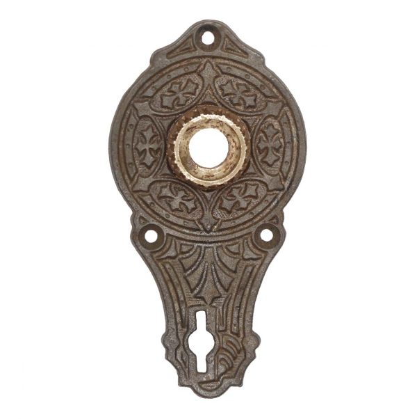 Rosettes - Antique Victorian Cast Iron Escutcheon with Keyhole