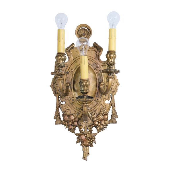 Sconces & Wall Lighting - Hollywood Regency Gold Painted Brass 3 Arm Wall Sconce