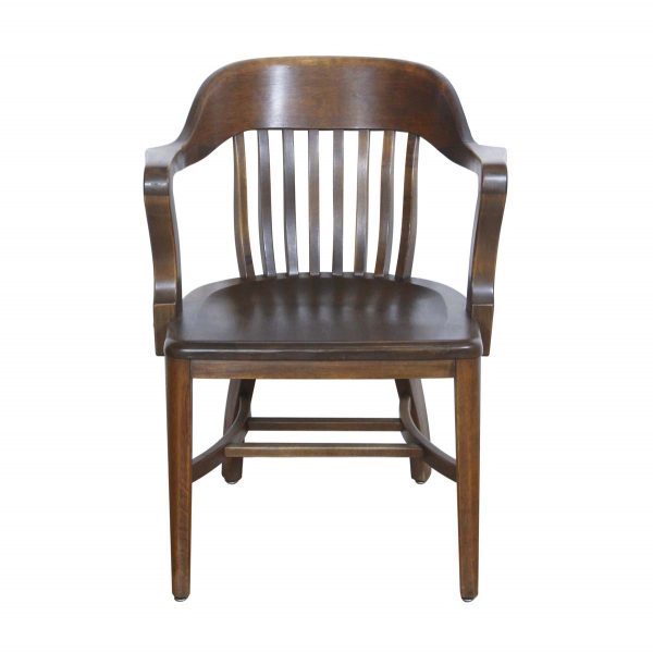 Seating - Antique Dark Wood Banker's Arm Chair