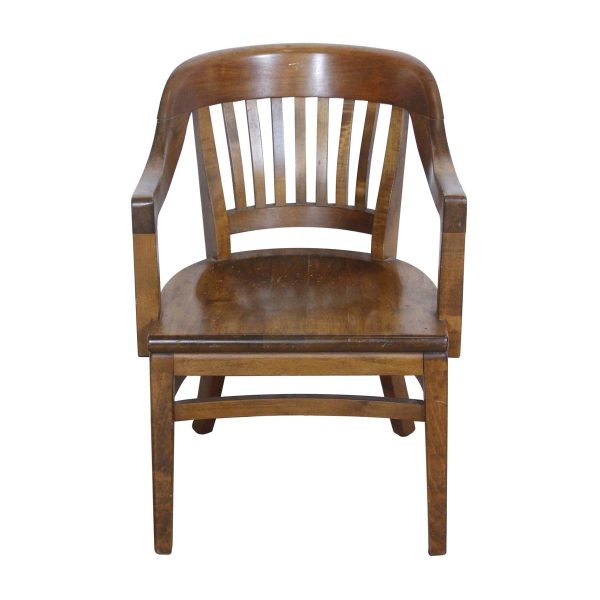 Seating - Antique Gunlocke Dark Wooden Banker's Arm Chair
