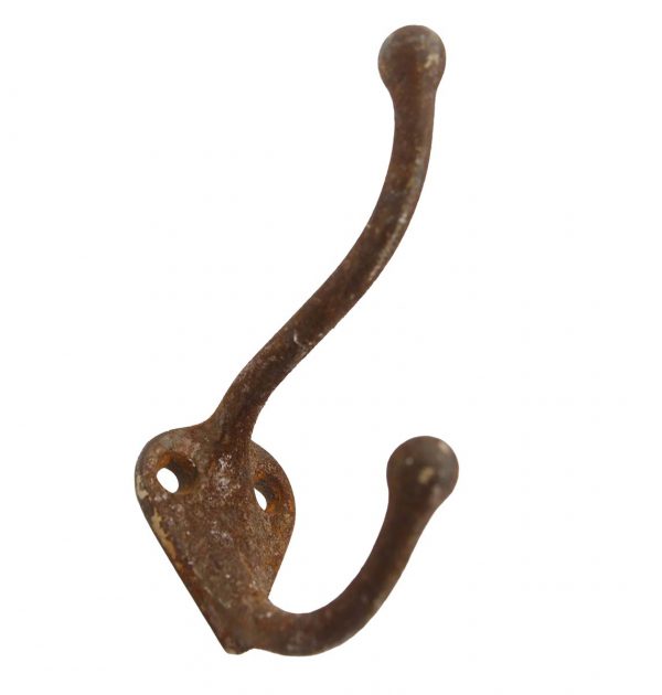 Single Hooks - Cast Iron Triple Arm Wall Hook with Rusted Patina