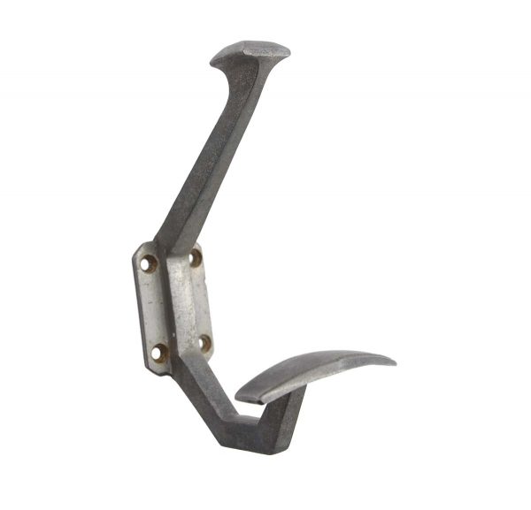 Single Hooks - French Aluminum Art Deco Double Arm Wall Hook