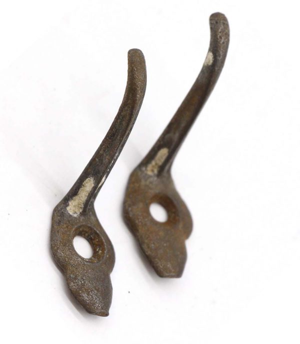 Single Hooks - Pair of Small 1 Arm Cast Iron Wall Hooks