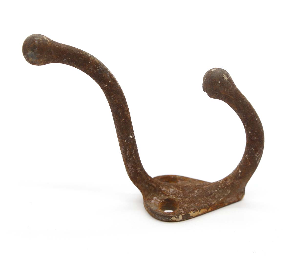 Cast Iron Double Arm Wall Hook with Rusted Patina