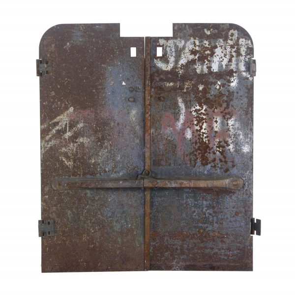 Specialty Doors - Pair of Industrial Iron Furnace Double Doors 45.25 x 38.875