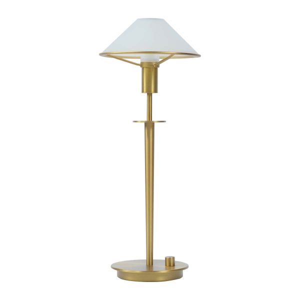 Table Lamps - Mid Century Solid Brass & Frosted Glass Lamp