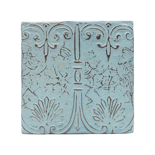 Tin Panels - Blue 2 Fold Floral Antique Tin Panel