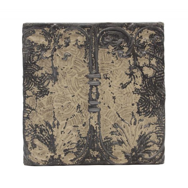 Tin Panels - Tan & Gray Antique 2 Fold Floral Tin Panel