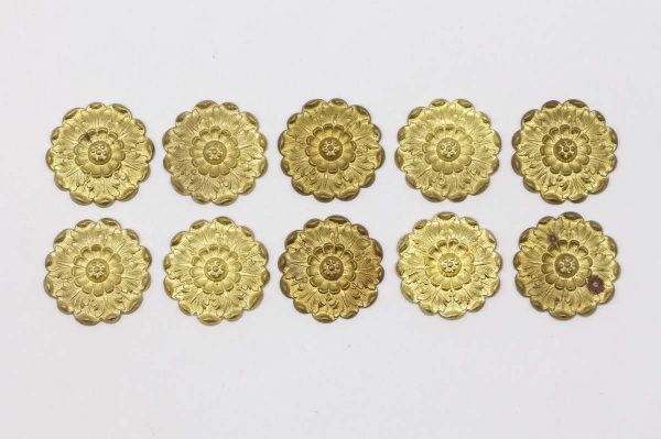 Applique - Set of 10 Gilded Brass Floral Appliques