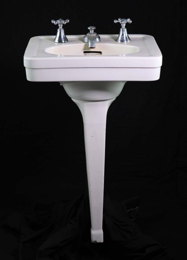 Bathroom - Vintage Crane Porcelain White Peg Leg Pedestal Sink