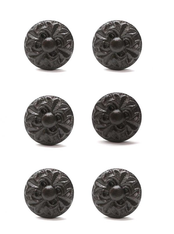 Cabinet & Furniture Knobs - Set of 6 Newly Made 4 Fold Cast Iron Cabinet or Drawer Pulls