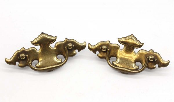 Cabinet & Furniture Pulls - Pair of 5.25 Steel Bail Dresser Pulls with Polished Brass Finish