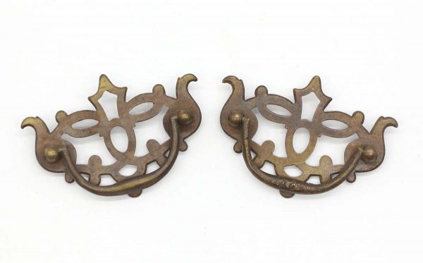 Cabinet & Furniture Pulls - Pair of Cut Out 3.375 in. Brass Bail Dresser Drawer Pulls