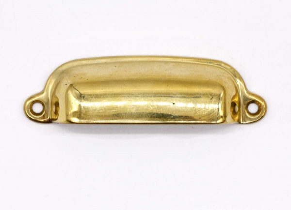 Cabinet & Furniture Pulls - Vintage 3.75 in. Polished Brass Cup Drawer Pull