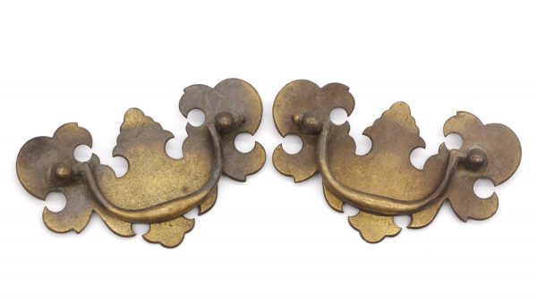 Cabinet & Furniture Pulls - Vintage Pair of Brass 3.875 in. Chippendale Bail Dresser Drawer Pulls