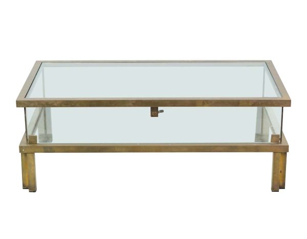 Commercial Furniture - European Vintage 43 in. Brass & Clear Glass Display Case Table
