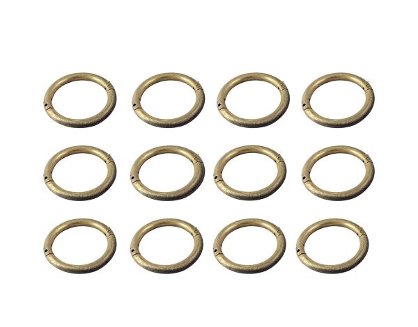Curtain Hardware - Set of 12 Vintage 3.375 in. Heavy Cast Brass Pole Rings