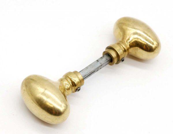 Door Knobs - Pair of Polished Brass Fixed Oval Door Knobs