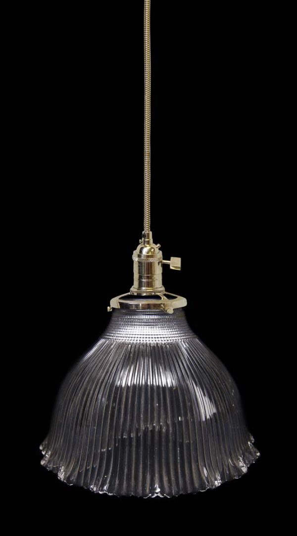 Down Lights - Custom 1920s Holophane 7 in. Glass Shade Kitchen Pendant Light