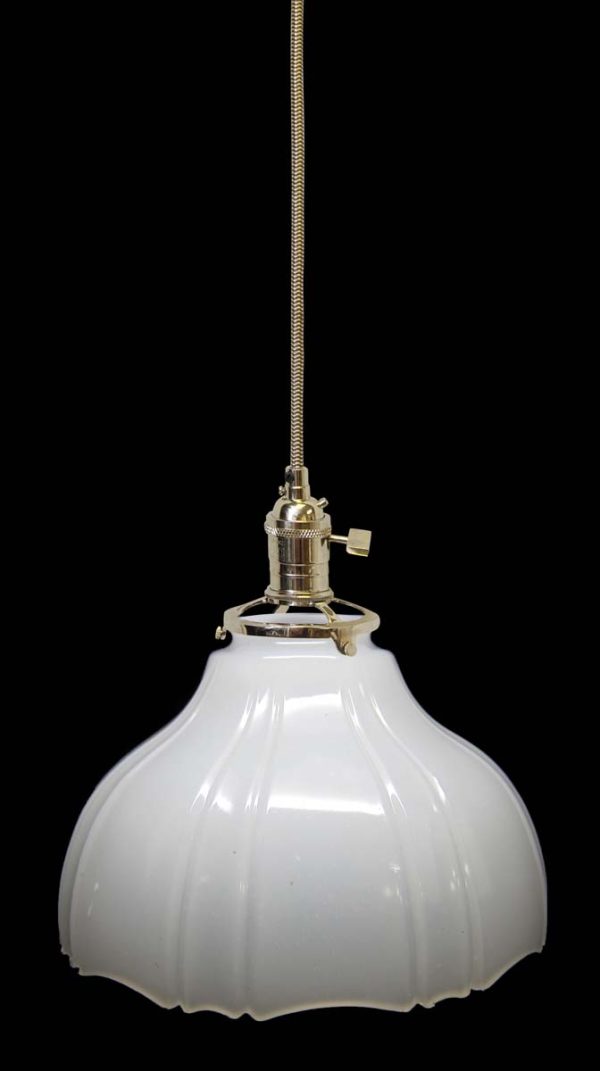 Down Lights - Custom 1920s Milk Glass White 7.375 in. Kitchen Pendant Light