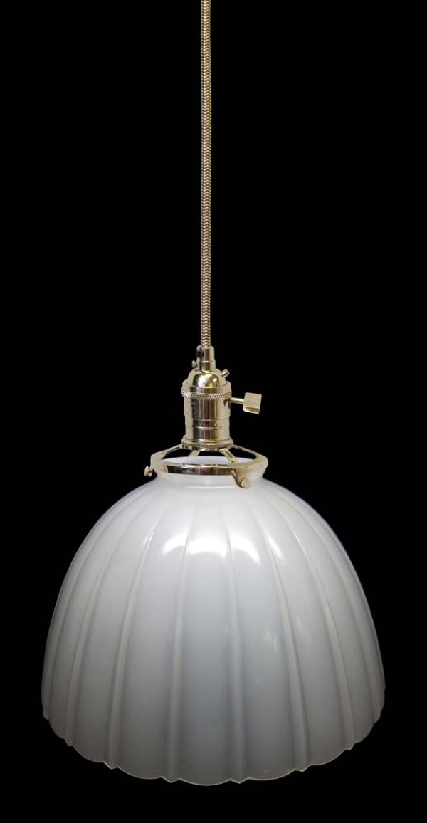 Down Lights - Custom 1920s White 10.25 in. Milk Glass Kitchen Pendant Light