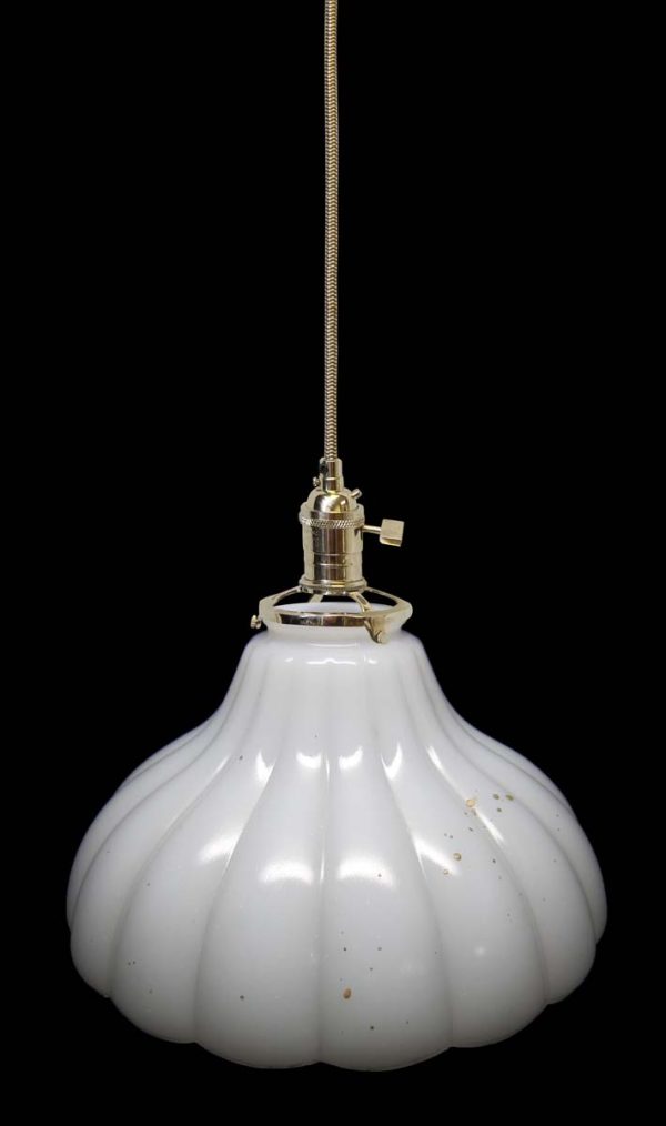 Down Lights - Custom 1920s White 9 in. Milk Glass Pendant Light