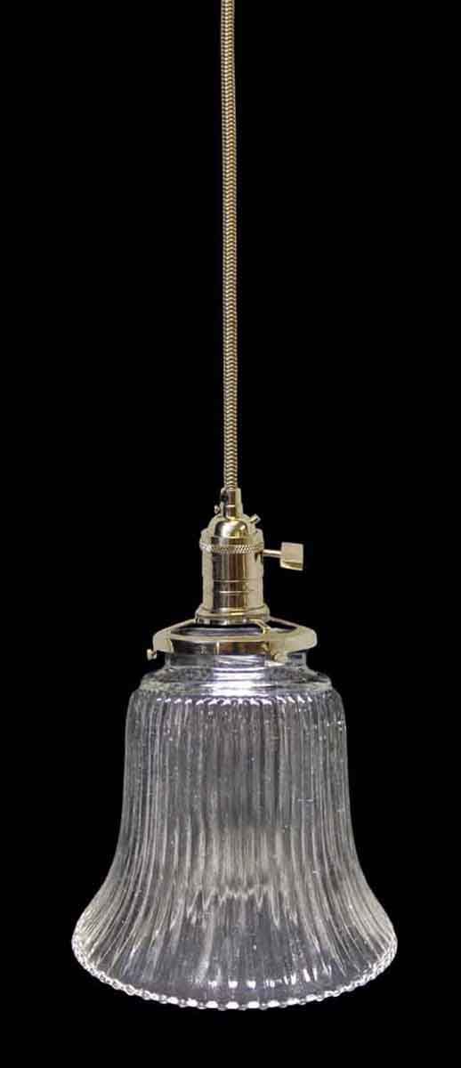 Down Lights - Custom Antique 4.75 in. Clear Glass Holophane Kitchen Pendant Light