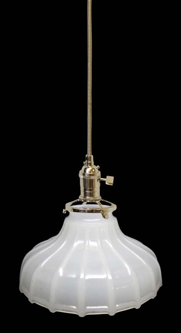 Down Lights - Custom Antique 7.375 in. White Milk Glass Kitchen Pendant Light