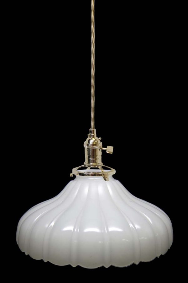 Down Lights - Custom Antique 9 in. White Milk Glass Kitchen Pendant Light