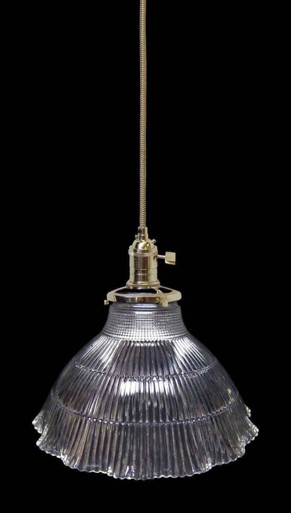 Down Lights - Custom Antique Clear 7.5 in. Holophane Shade Kitchen Pendant Light