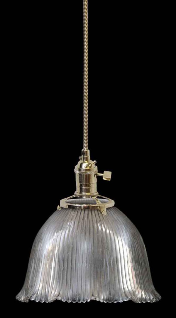 Down Lights - Custom Antique Holophane 6.25 in. Clear Glass Kitchen Pendant Light