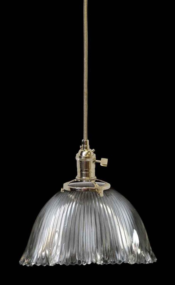 Down Lights - Custom Antique Holophane 6.375 in. Clear Glass Kitchen Pendant Light