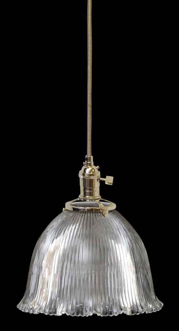 Down Lights - Custom Antique Holophane 7.25 in. Clear Glass Kitchen Pendant Light